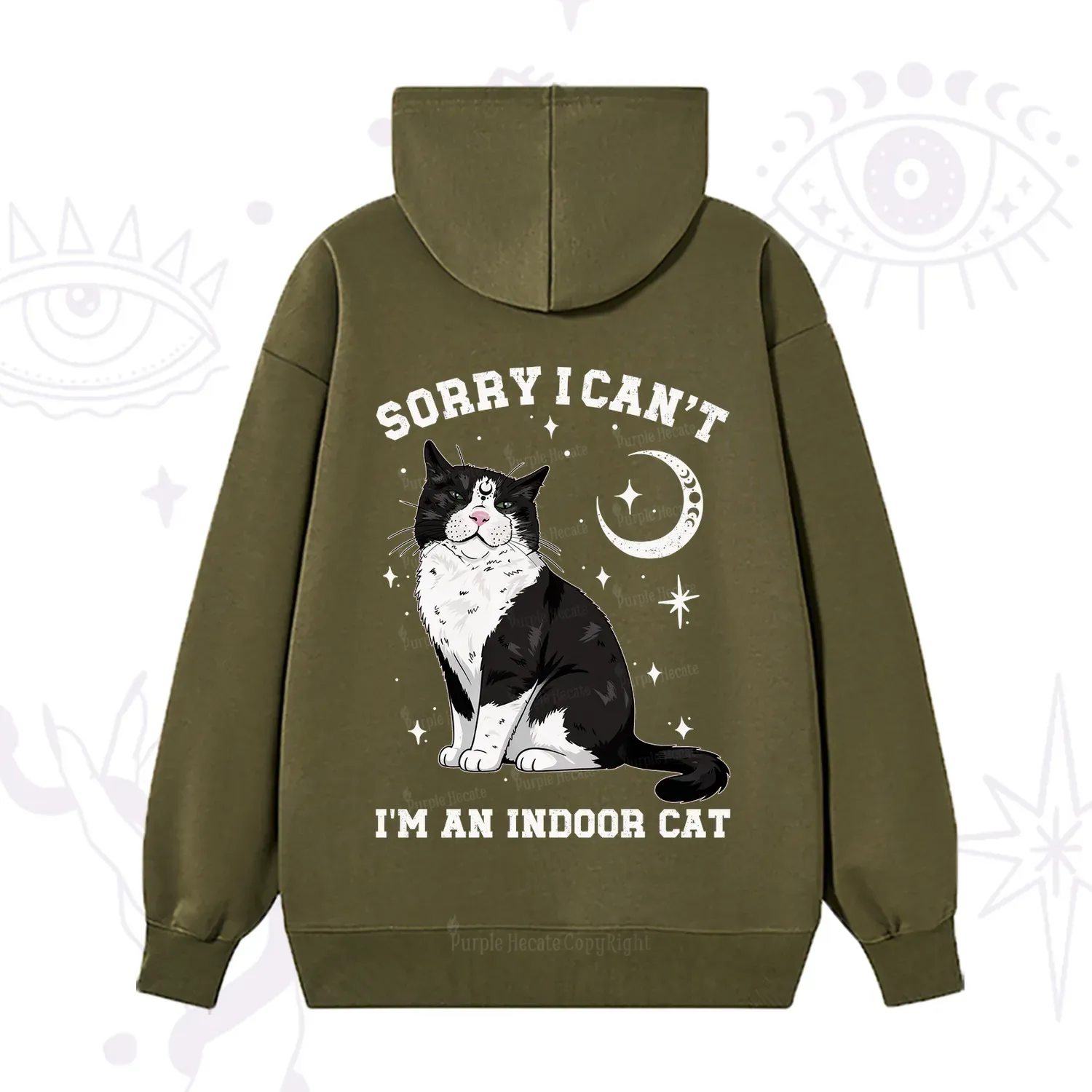Purplehecate Sorry I Can't Go I'm an Indoor Cat Hoodie