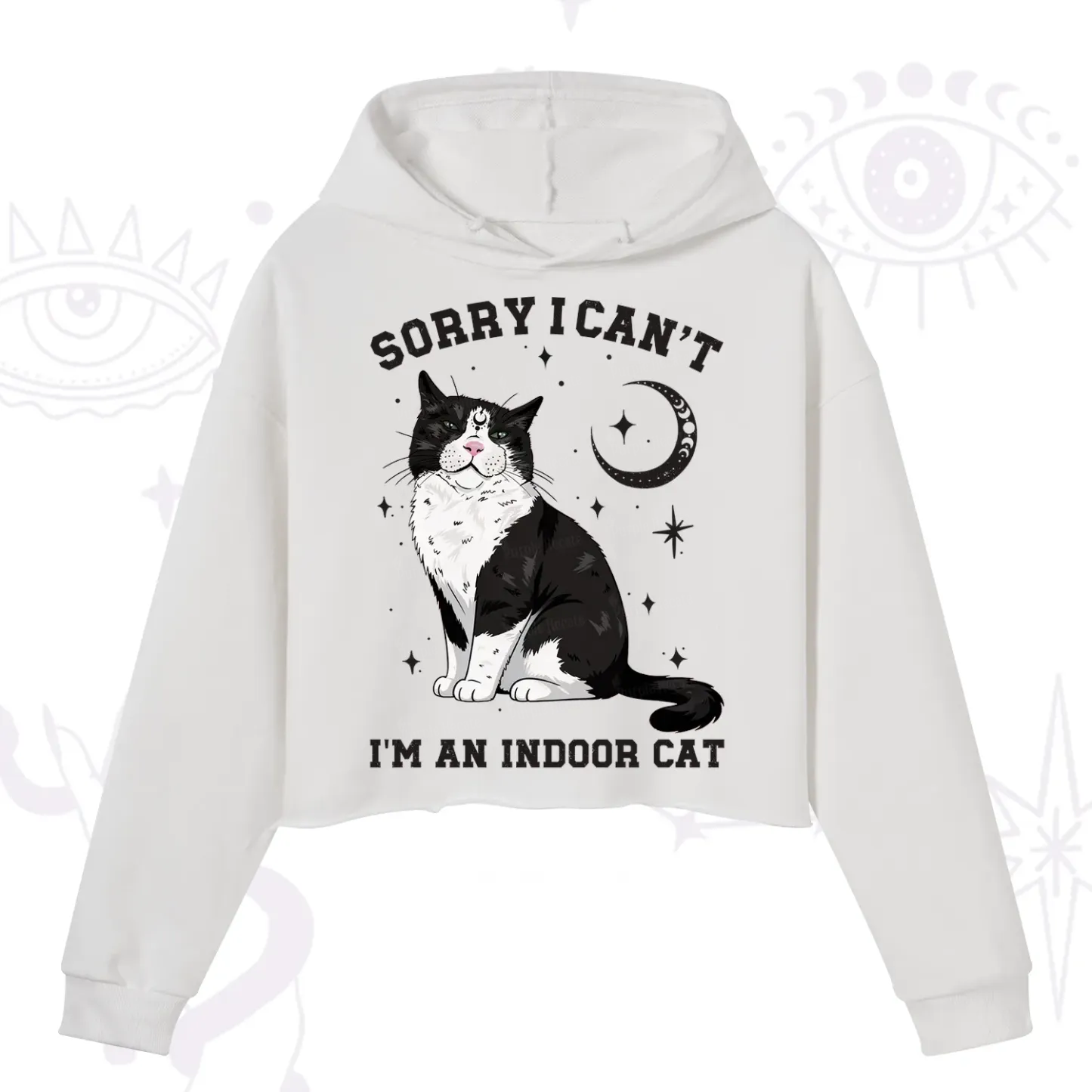 Purplehecate Sorry I Can't Go I'm an Indoor Cat Crop Hoodie