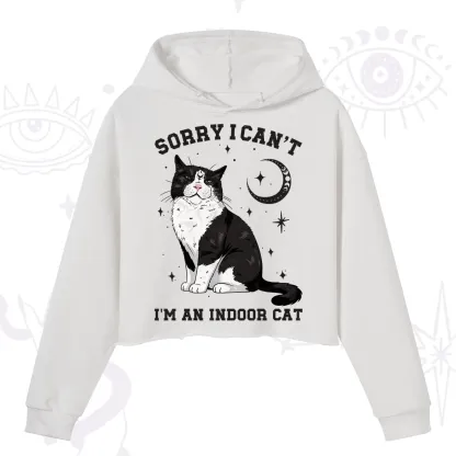 Purplehecate Sorry I Can't Go I'm an Indoor Cat Crop Hoodie