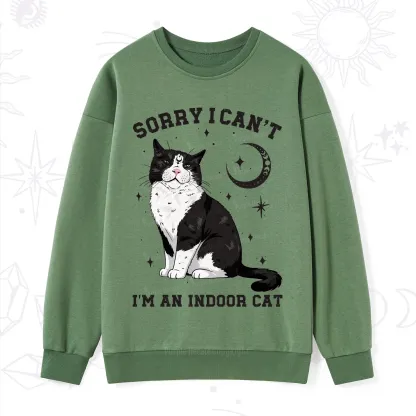 Purplehecate Sorry I Can't Go I'm an Indoor Cat Sweatshirt