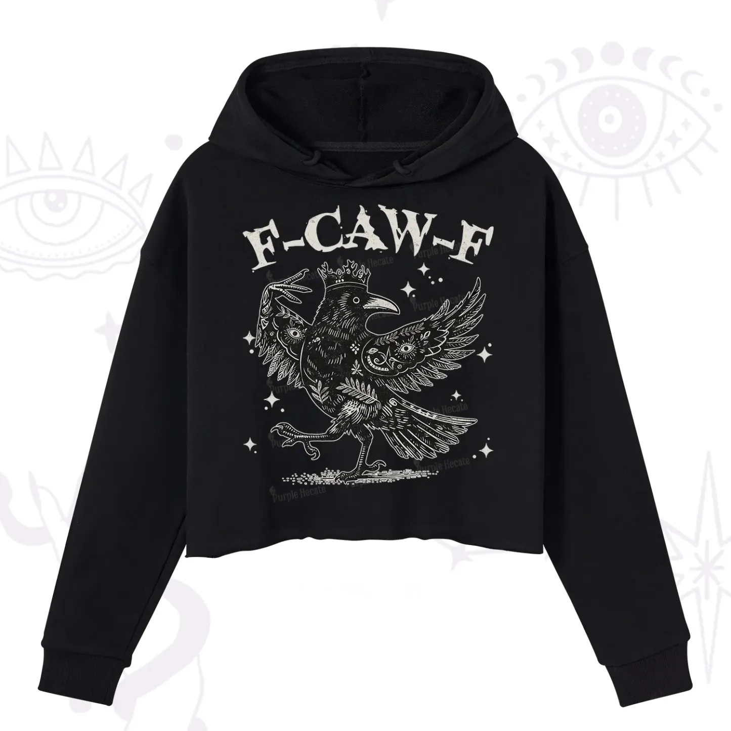 Purplehecate F-caw-f Funny Crow Crop Hoodie