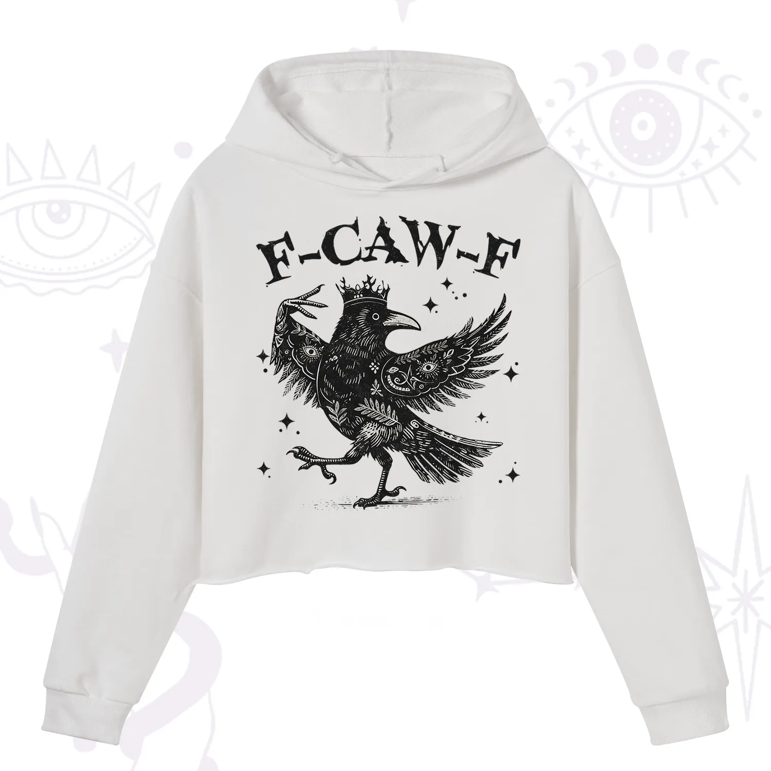 Purplehecate F-caw-f Funny Crow Crop Hoodie