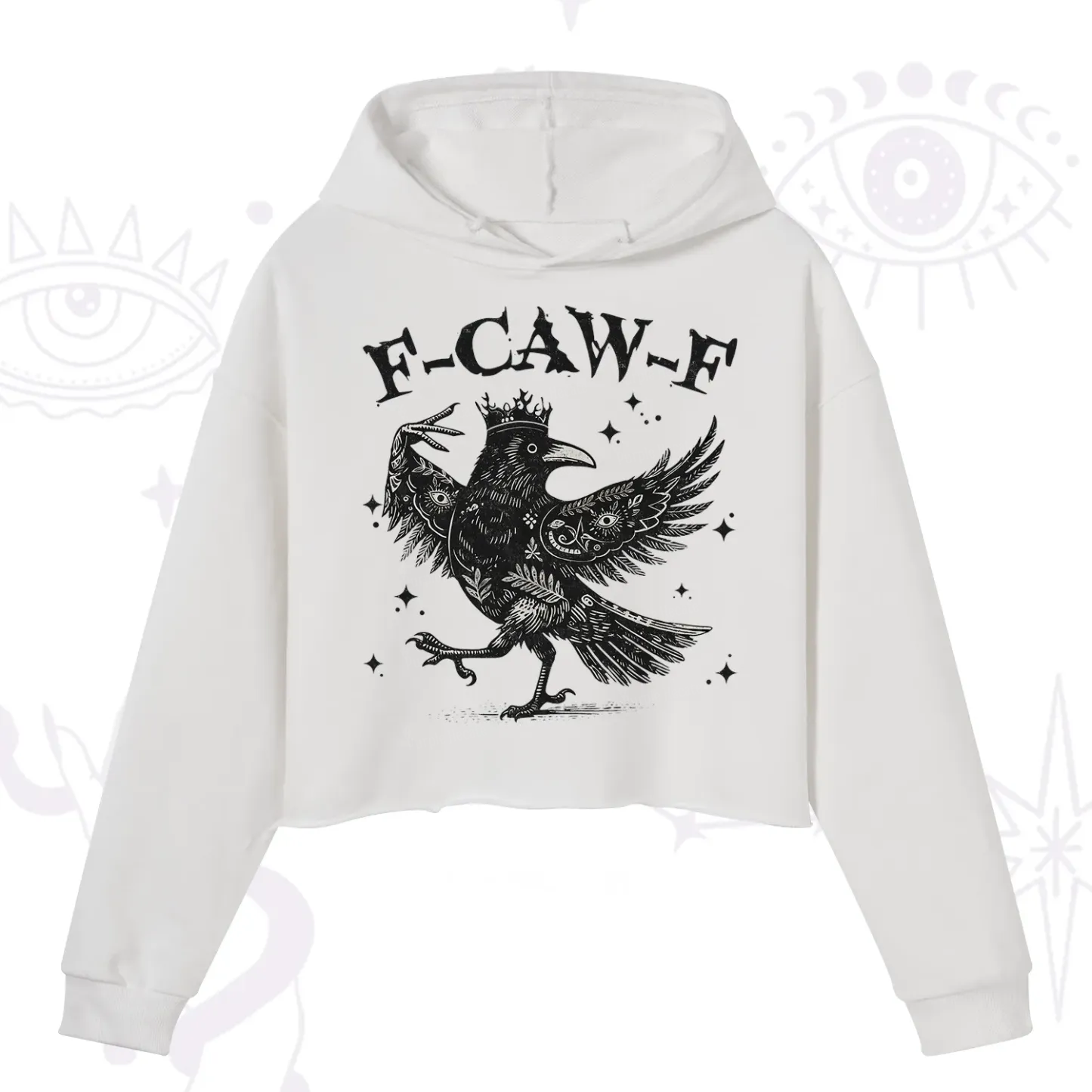 Purplehecate F-caw-f Funny Crow Crop Hoodie