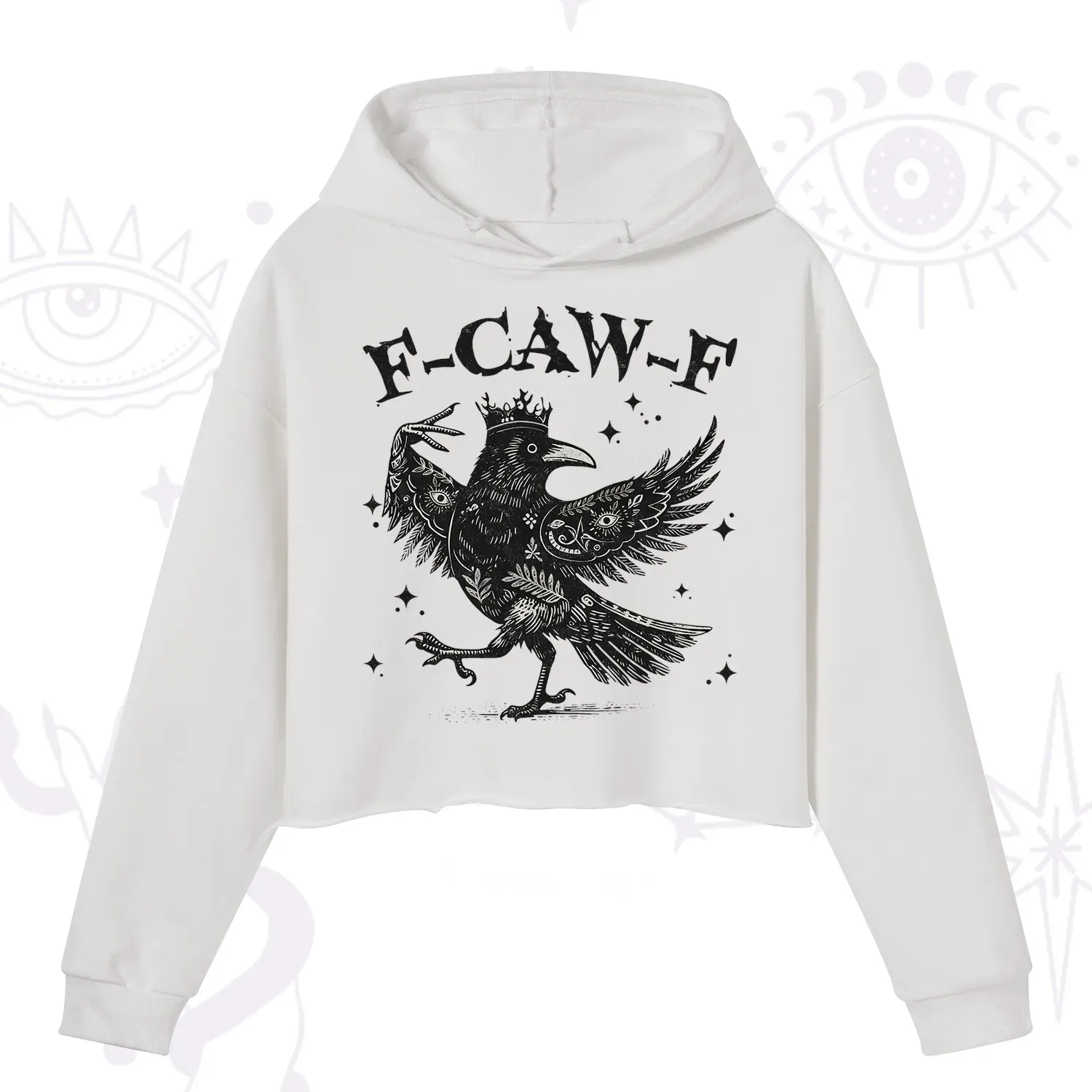 Purplehecate F-caw-f Funny Crow Crop Hoodie