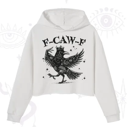 Purplehecate F-caw-f Funny Crow Crop Hoodie