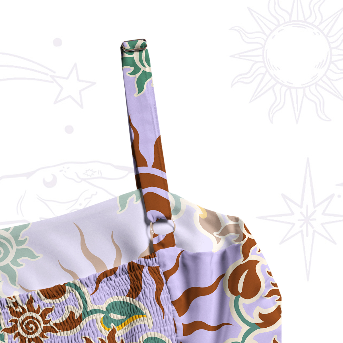 Purplehecate Solar Whispers Witch Wide Straps Maxi Dress