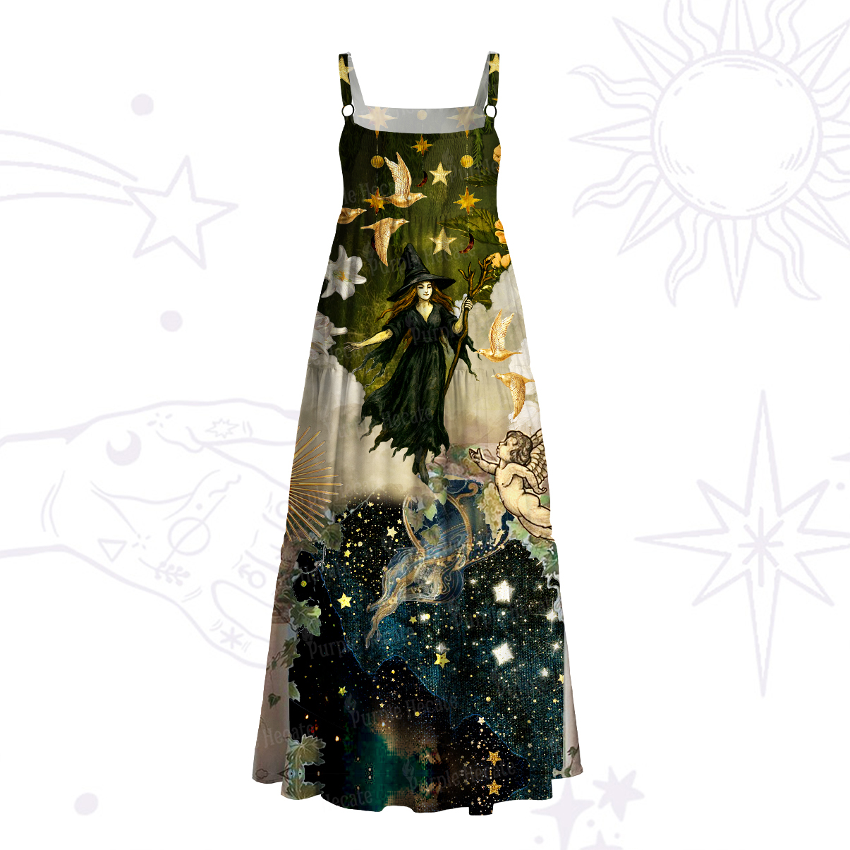 Purplehecate Garden of the Celestial Witch Wide Straps Maxi Dress