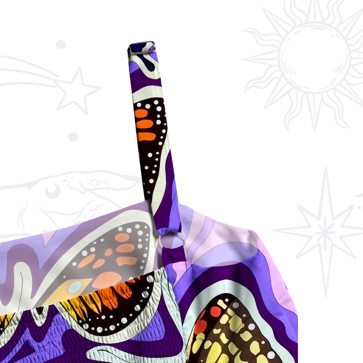 Purplehecate Psychedelic Butterfly Wide Straps Maxi Dress