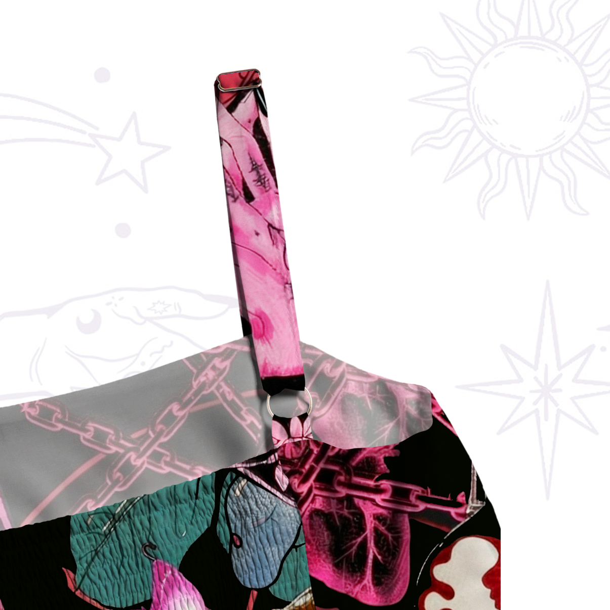 Purplehecate Pink Witch Spell Wide Straps Maxi Dress