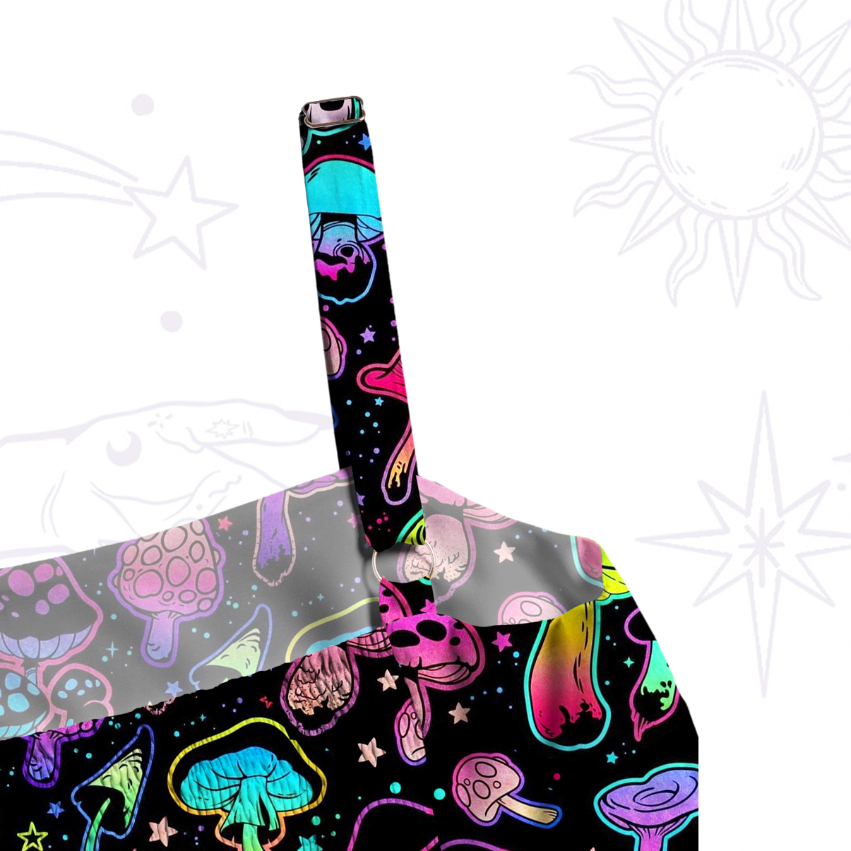 Purplehecate Psychedelic Mushroom Rave Wide Straps Maxi Dress