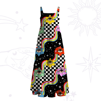 Purplehecate Enchanted Eye Blossom Wide Straps Maxi Dress