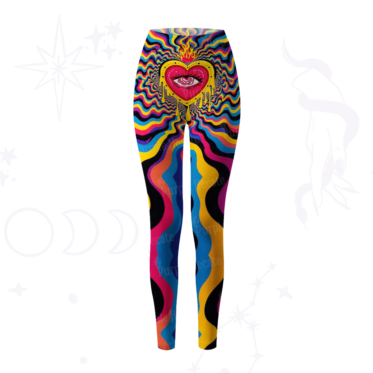 Purplehecate Trippy Heart Flame Yoga Pants