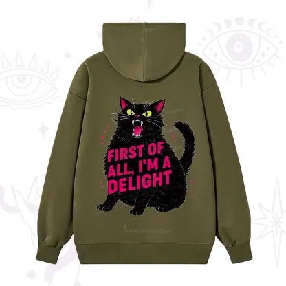 Purplehecate First Of All I'm A Delight Cat Hoodie