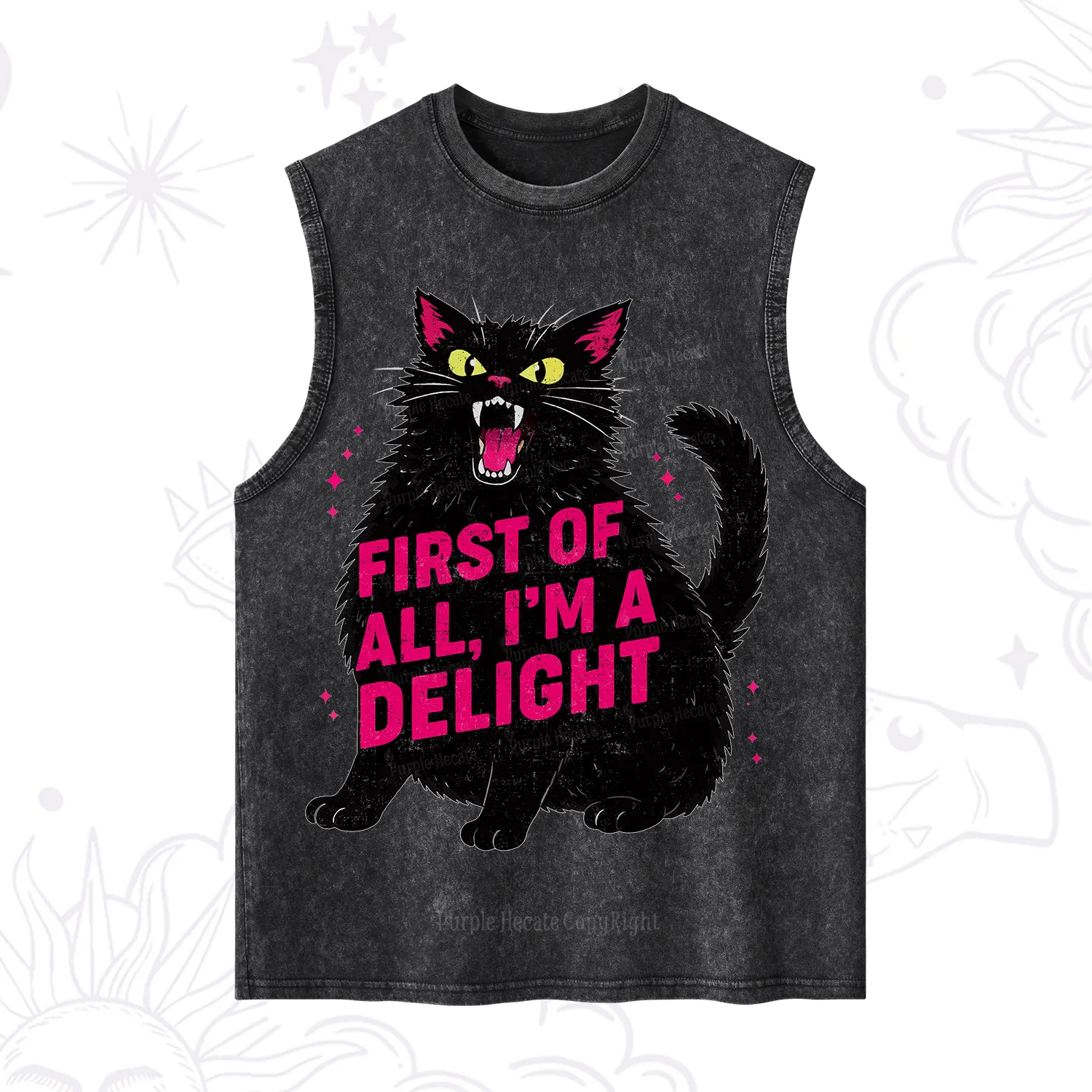 Purplehecate First Of All I'm A Delight Cat Washed Tank