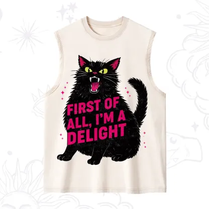 Purplehecate First Of All I'm A Delight Cat Washed Tank