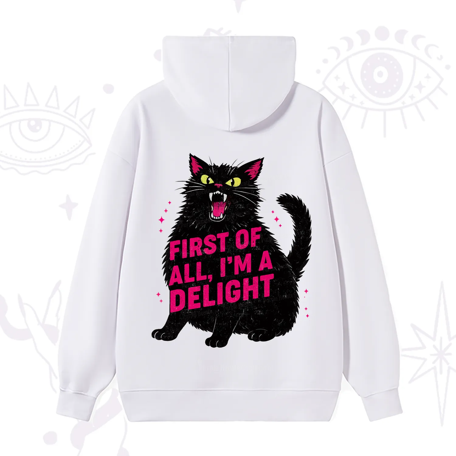 Purplehecate First Of All I'm A Delight Cat Hoodie