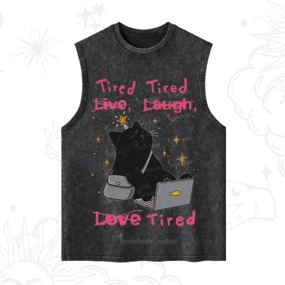 Purplehecate Tired Cat Washed Tank