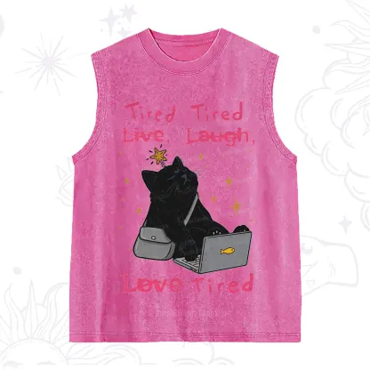 Purplehecate Tired Cat Washed Tank
