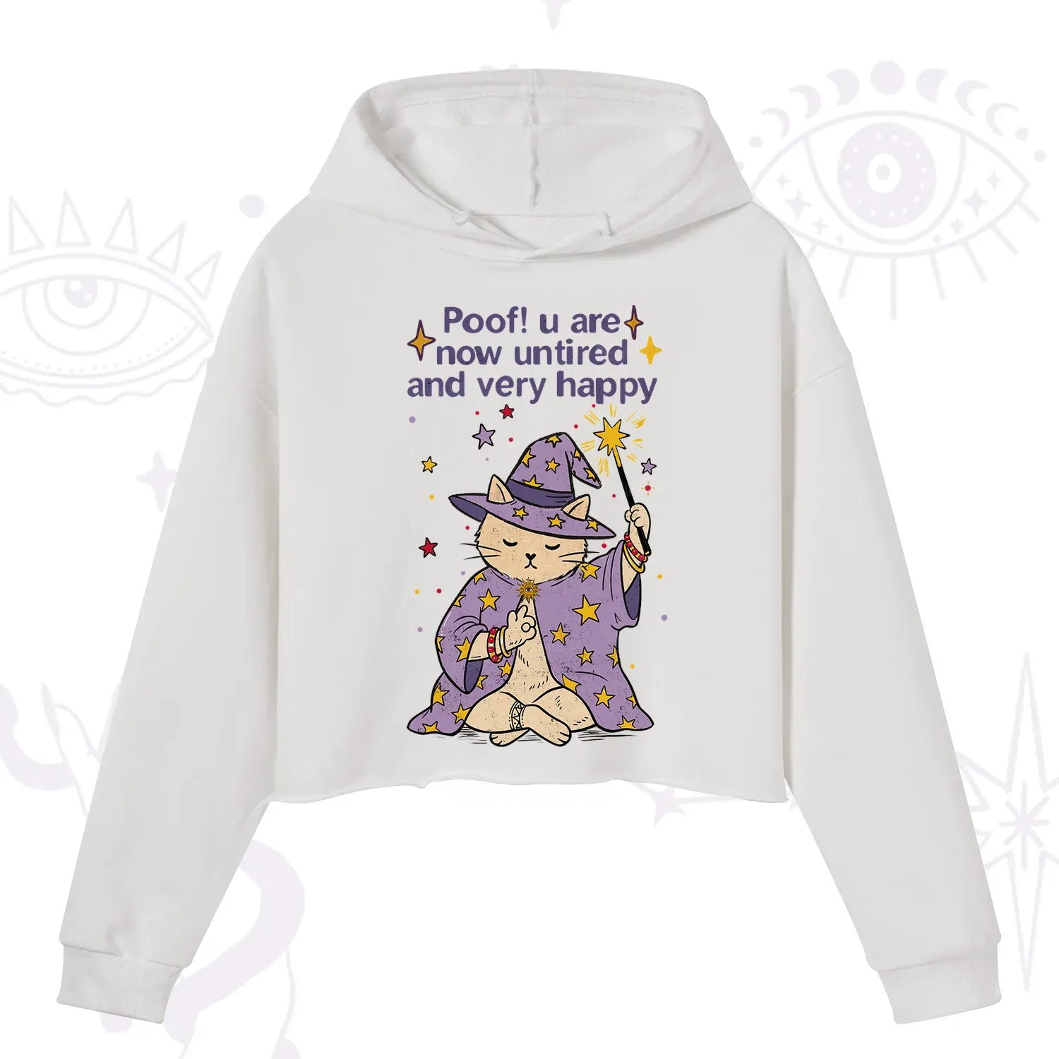 Purplehecate Poof! You Are Now Untired And Very Happy Crop Hoodie