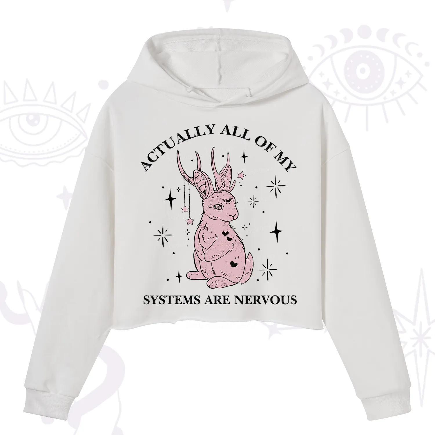 Purplehecate Actually All Of My Systems Are Nervous Crop Hoodie