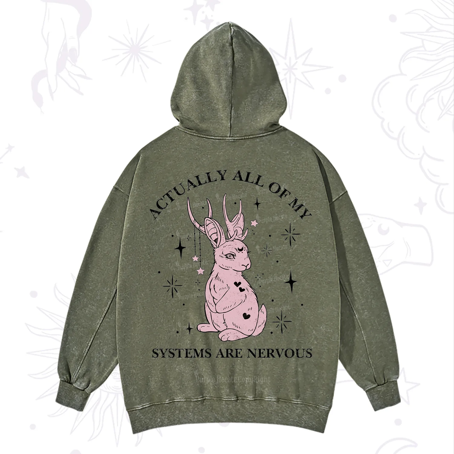 Purplehecate Actually All Of My Systems Are Nervous Washed Hoodie