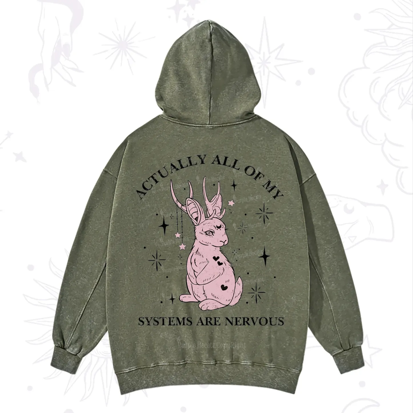 Purplehecate Actually All Of My Systems Are Nervous Washed Hoodie