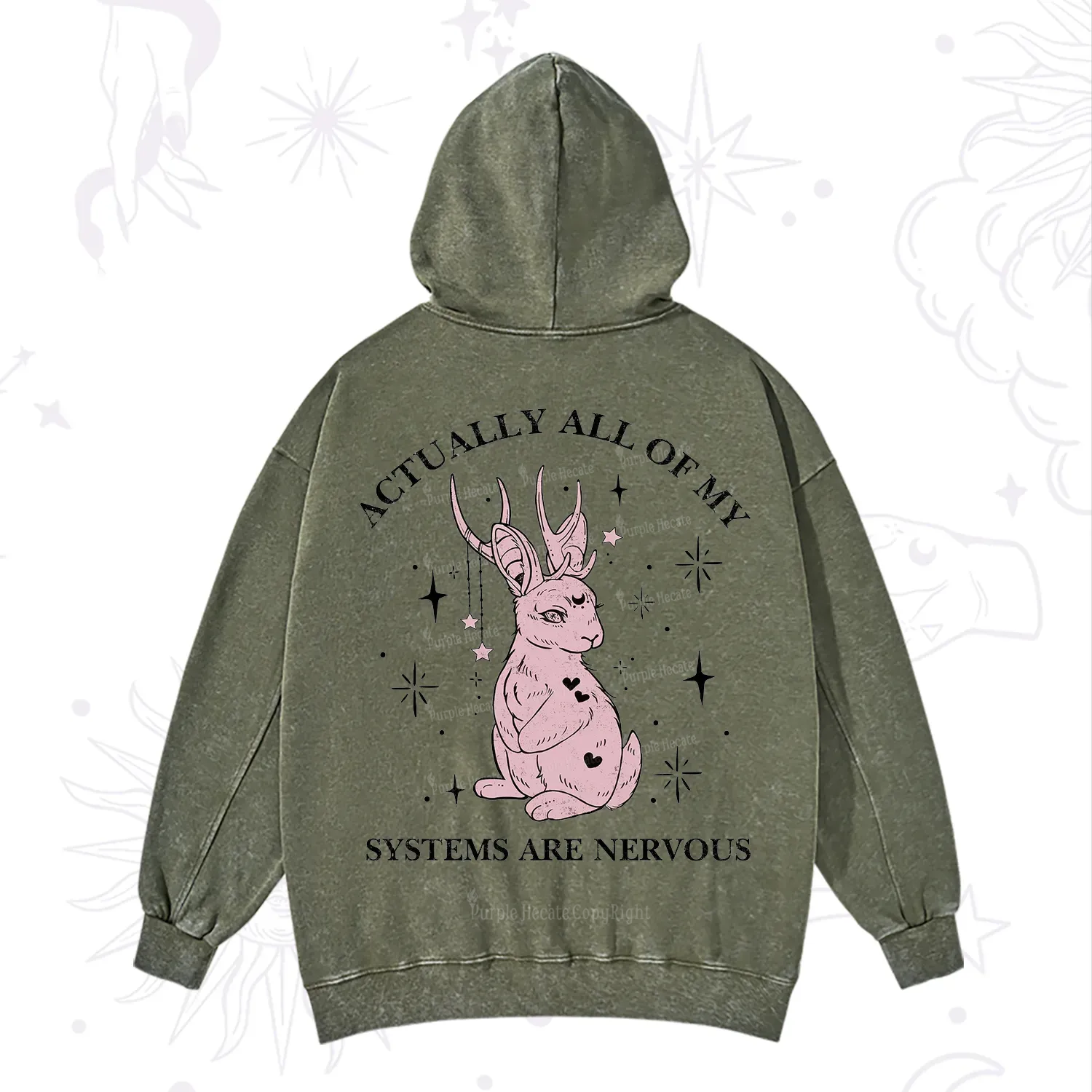 Purplehecate Actually All Of My Systems Are Nervous Washed Hoodie