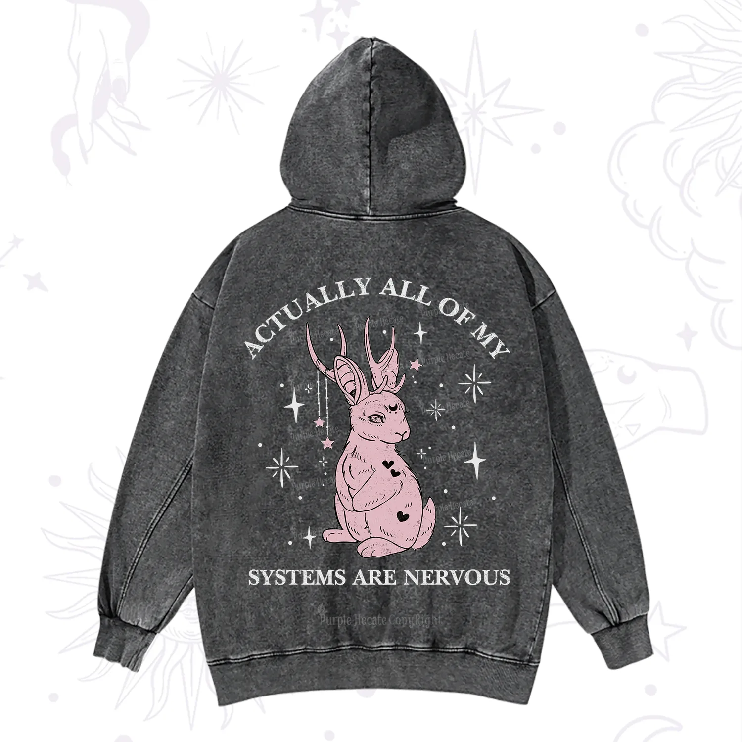 Purplehecate Actually All Of My Systems Are Nervous Washed Hoodie