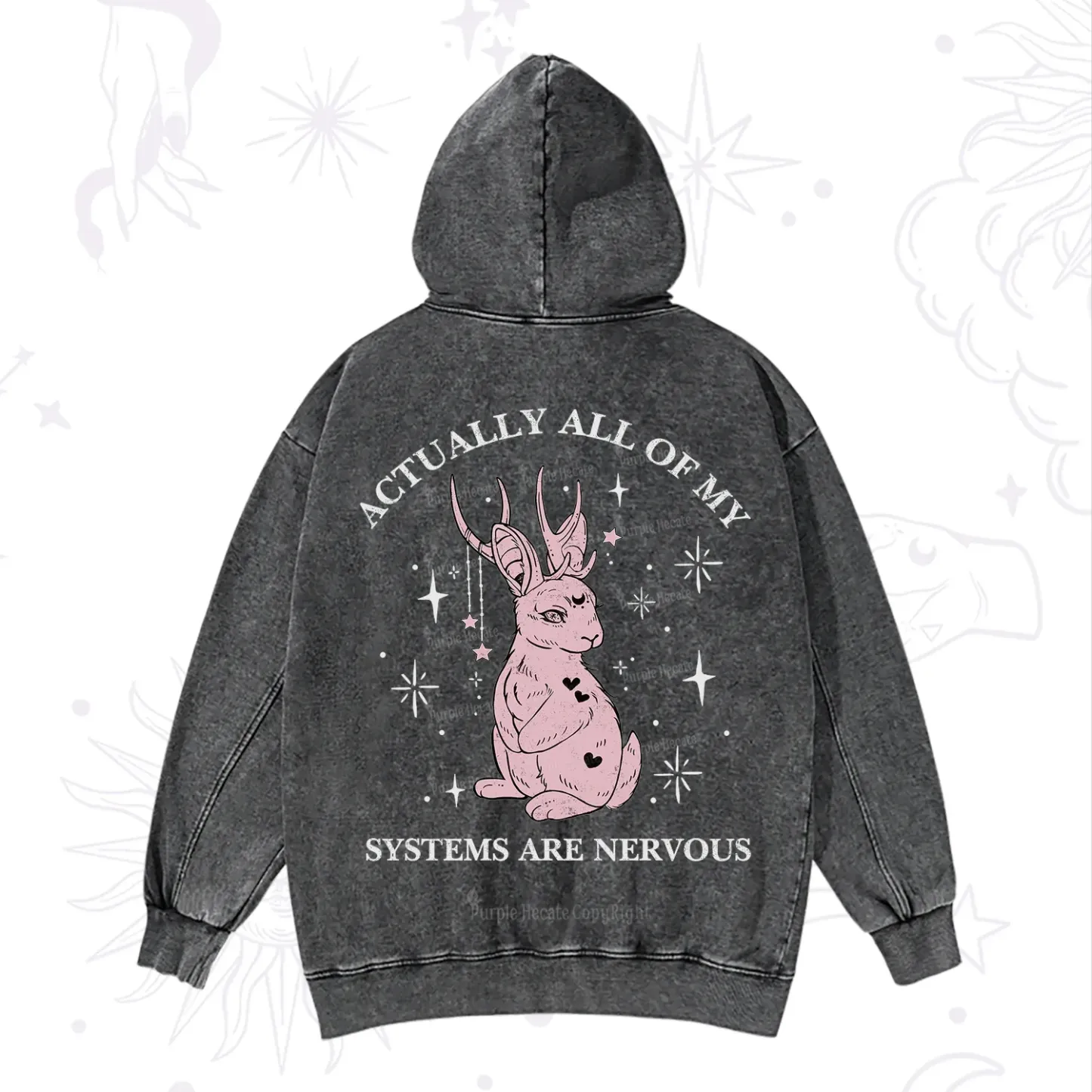 Purplehecate Actually All Of My Systems Are Nervous Washed Hoodie