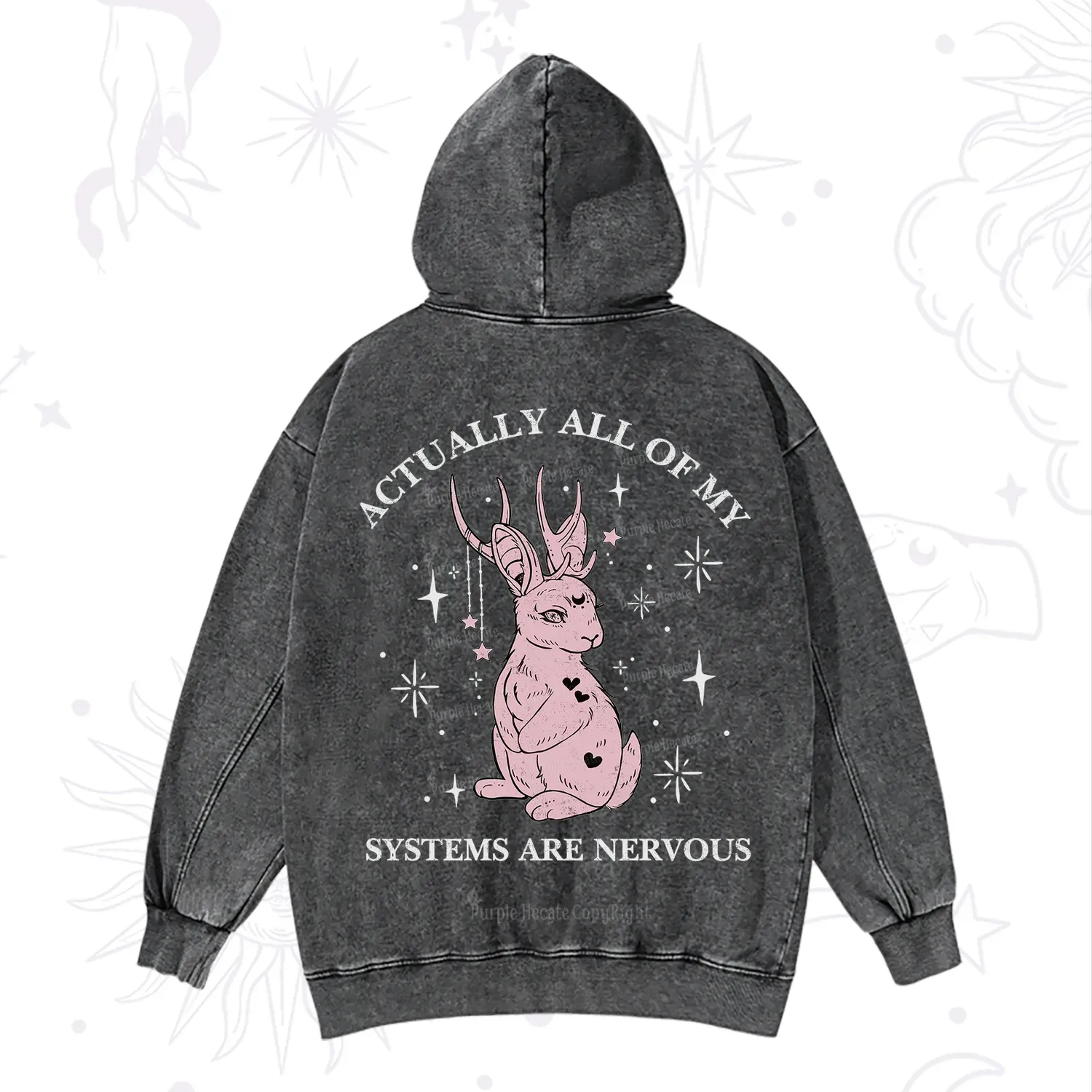 Purplehecate Actually All Of My Systems Are Nervous Washed Hoodie