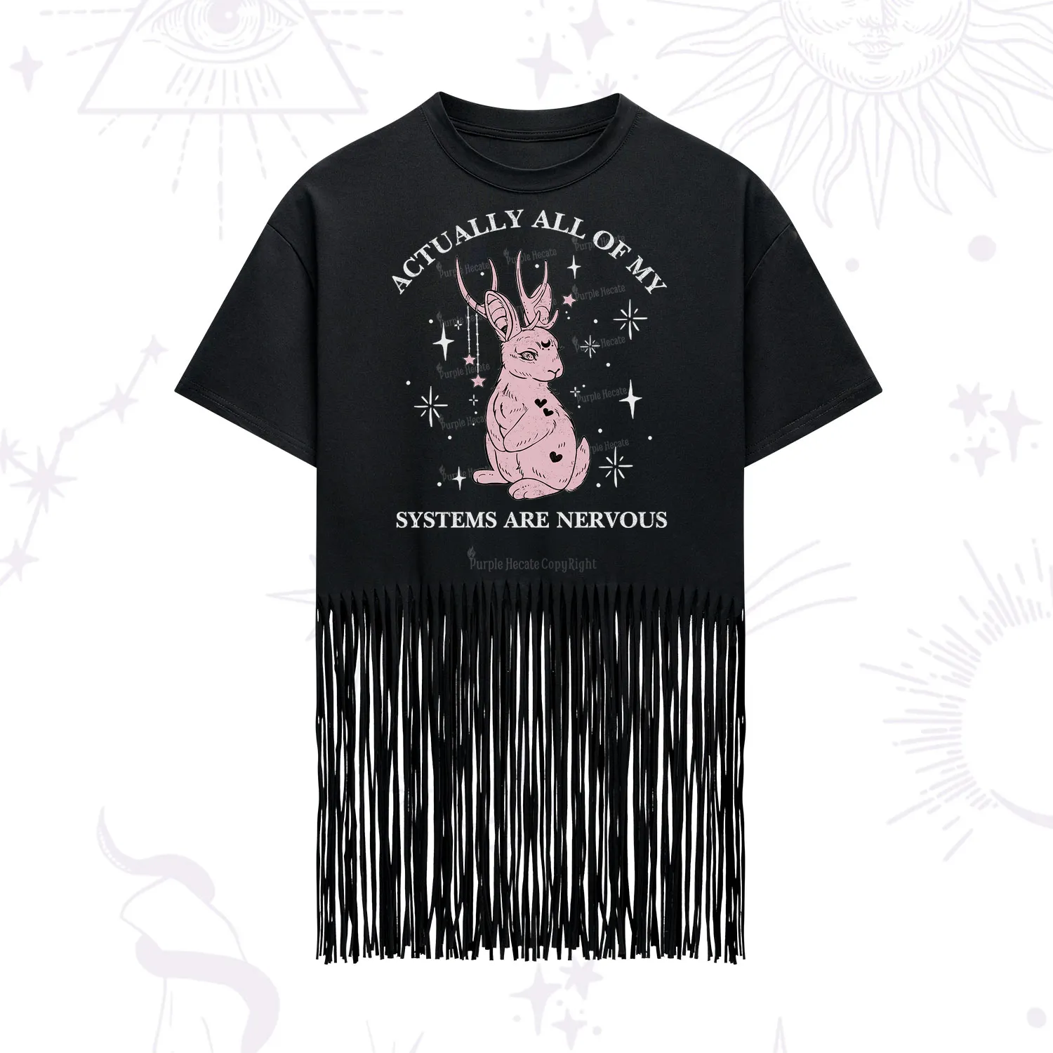 Purplehecate Actually All Of My Systems Are Nervous Fringe Hem T-Shirt