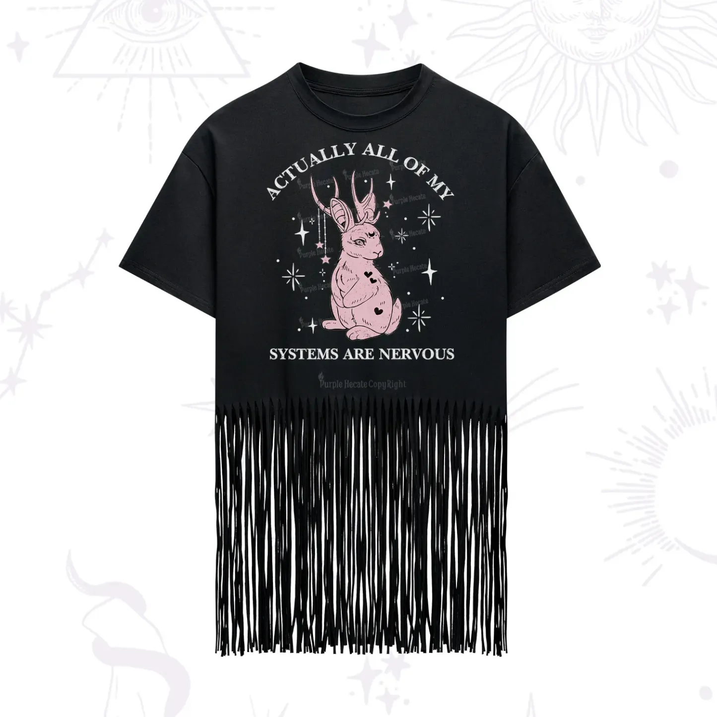 Purplehecate Actually All Of My Systems Are Nervous Fringe Hem T-Shirt