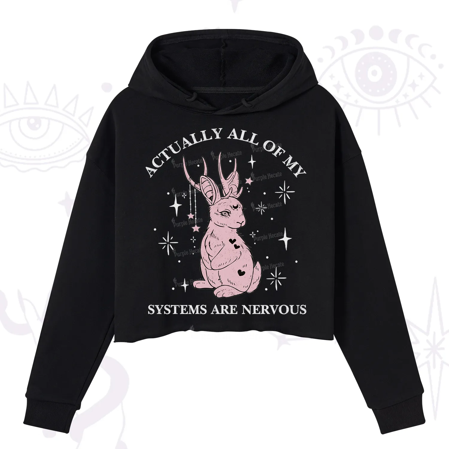 Purplehecate Actually All Of My Systems Are Nervous Crop Hoodie