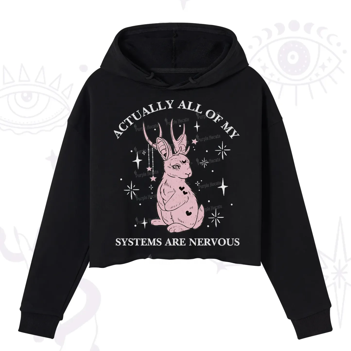 Purplehecate Actually All Of My Systems Are Nervous Crop Hoodie