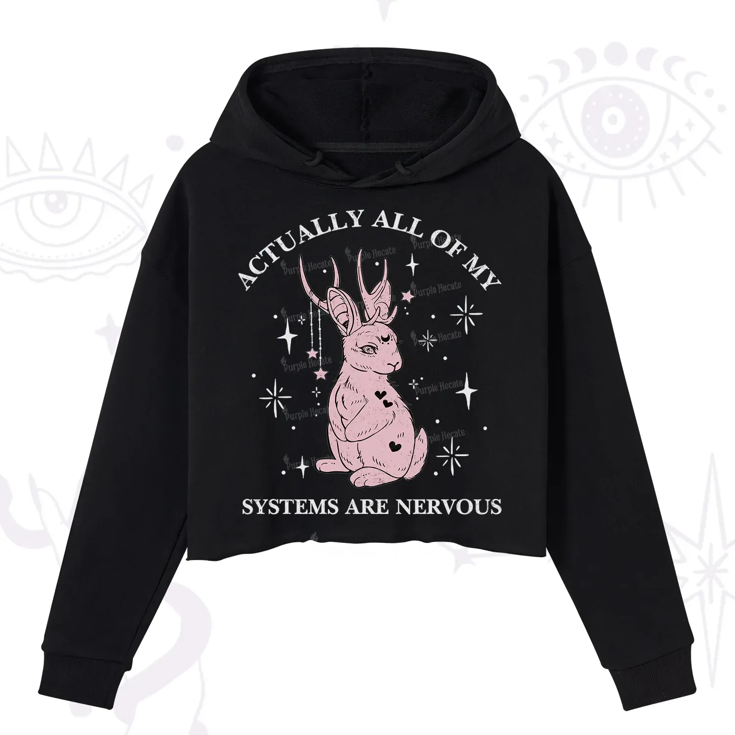 Purplehecate Actually All Of My Systems Are Nervous Crop Hoodie
