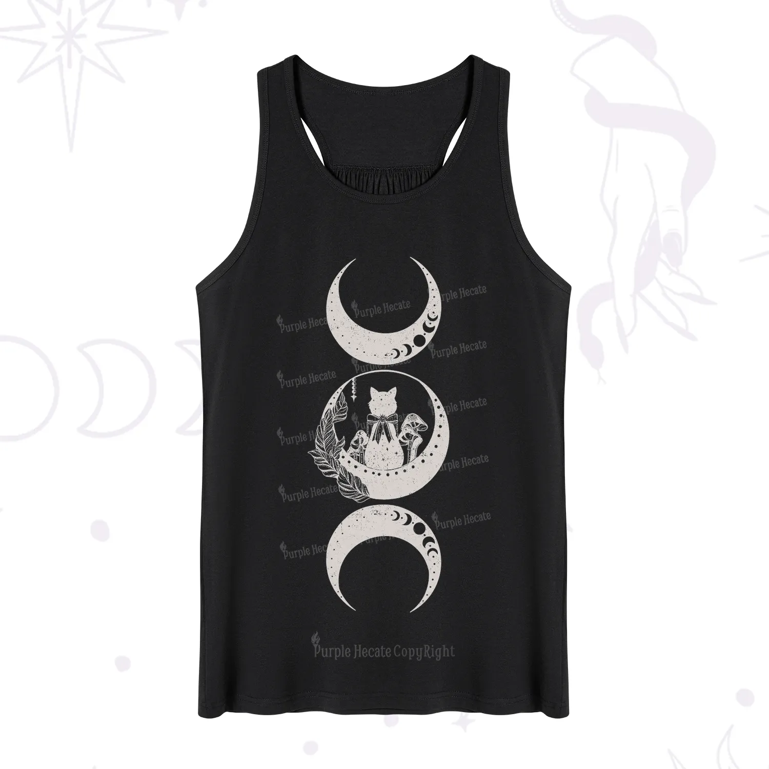Purplehecate Cat And Moon Phases Tank