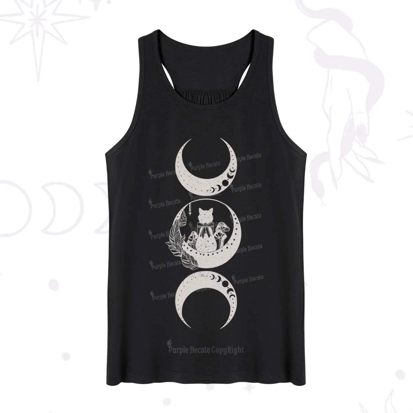 Purplehecate Cat And Moon Phases Tank