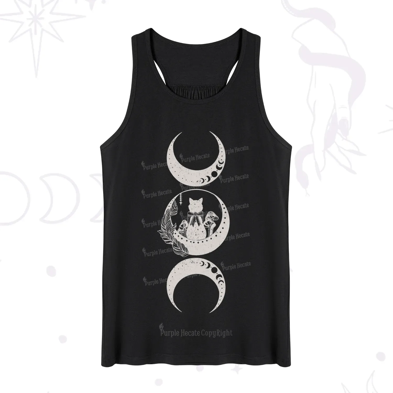 Purplehecate Cat And Moon Phases Tank