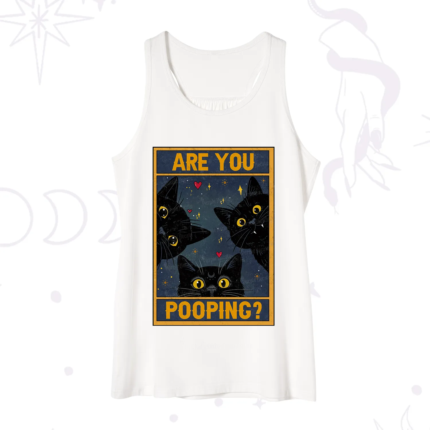 Purplehecate Funny Black Cat Are You Pooping Tank