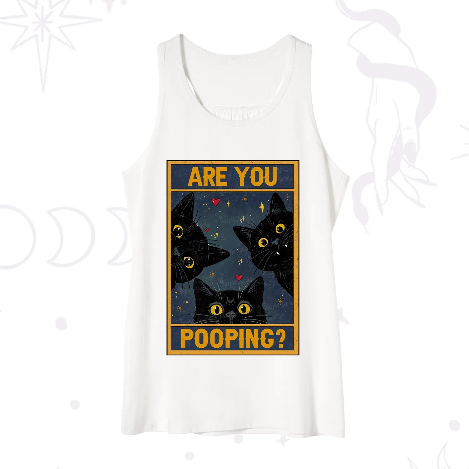 Purplehecate Funny Black Cat Are You Pooping Tank