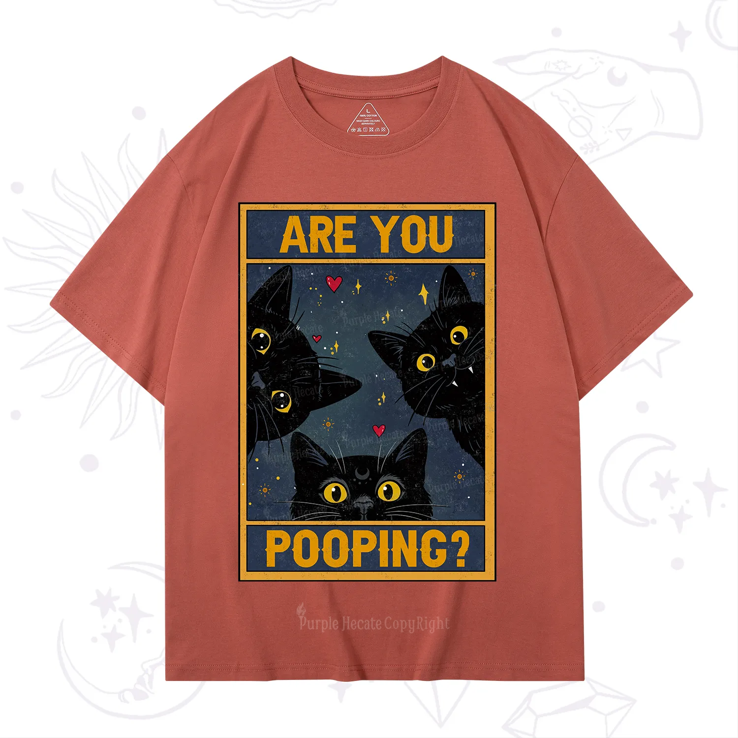 Purplehecate Funny Black Cat Are You Pooping T-Shirt