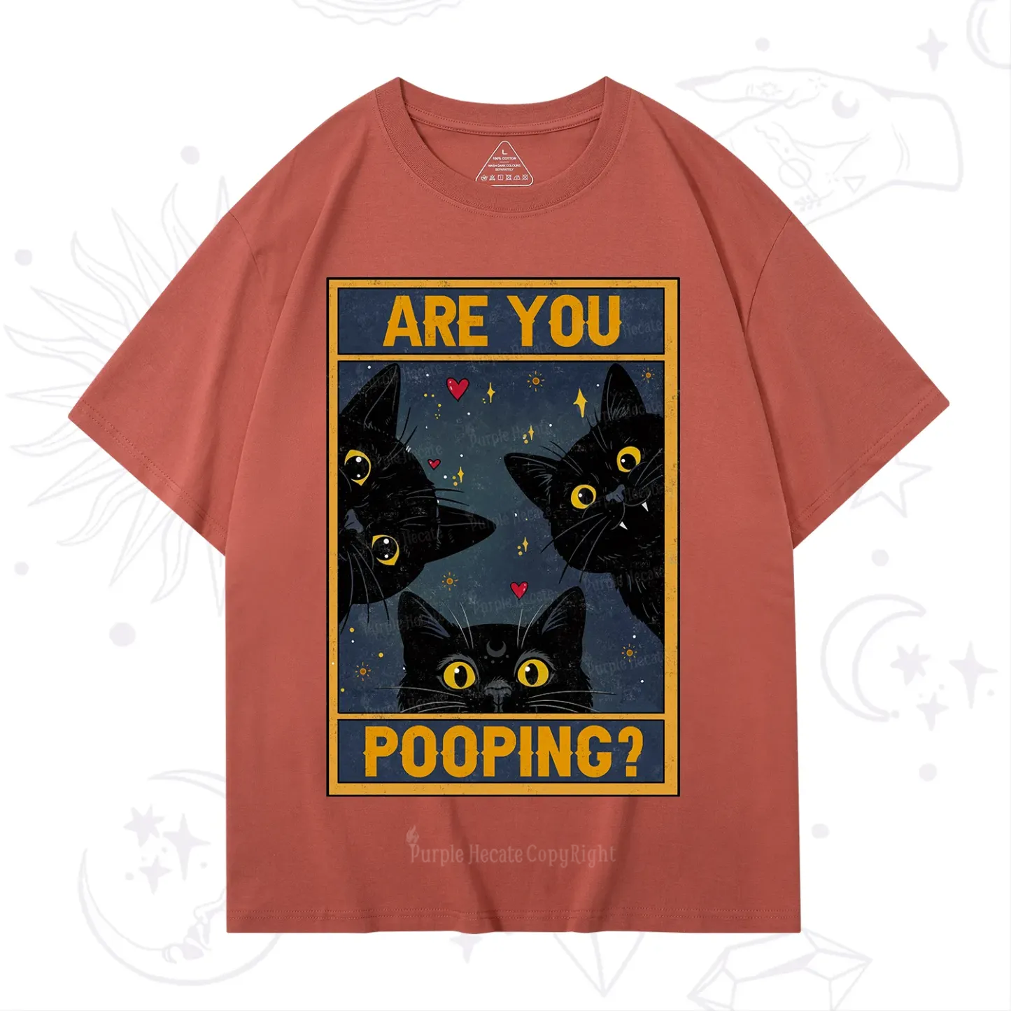 Purplehecate Funny Black Cat Are You Pooping T-Shirt