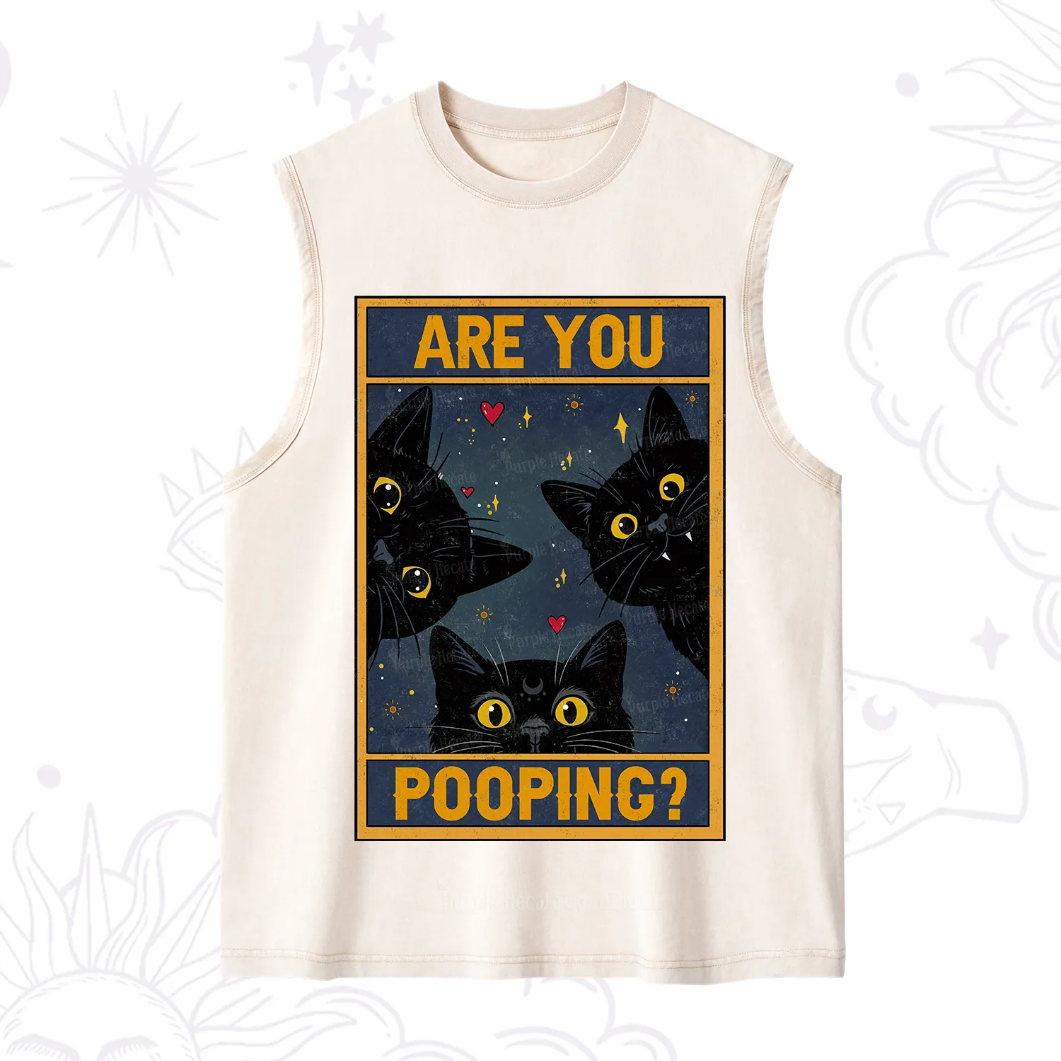 Purplehecate Funny Black Cat Are You Pooping Washed Tank