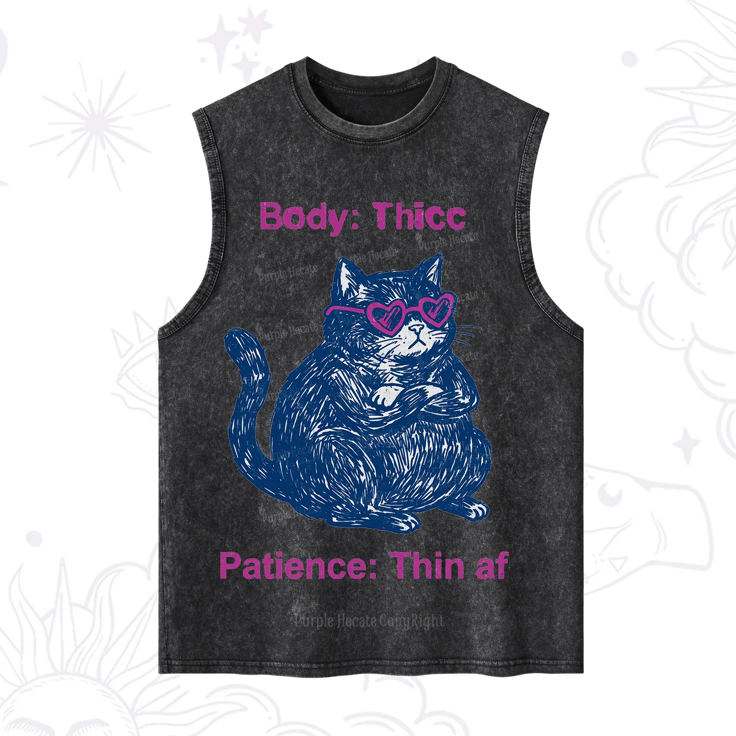 Purplehecate Body Thicc Patience Thin Af Cat Washed Tank