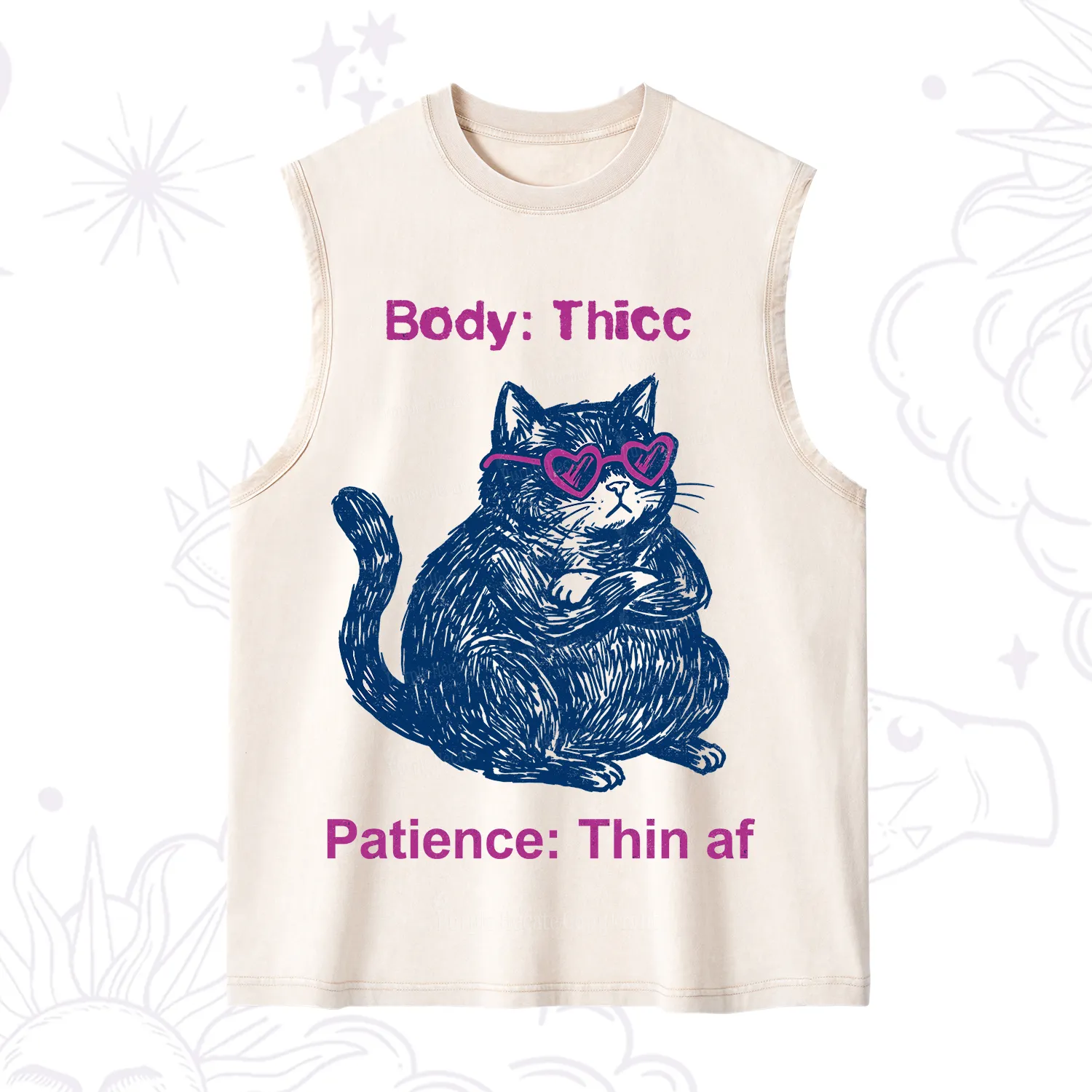 Purplehecate Body Thicc Patience Thin Af Cat Washed Tank