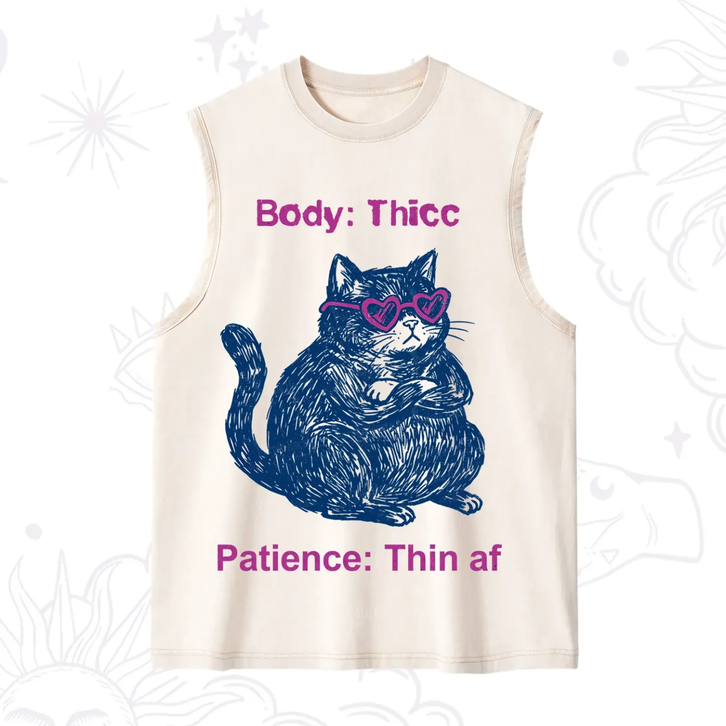 Purplehecate Body Thicc Patience Thin Af Cat Washed Tank
