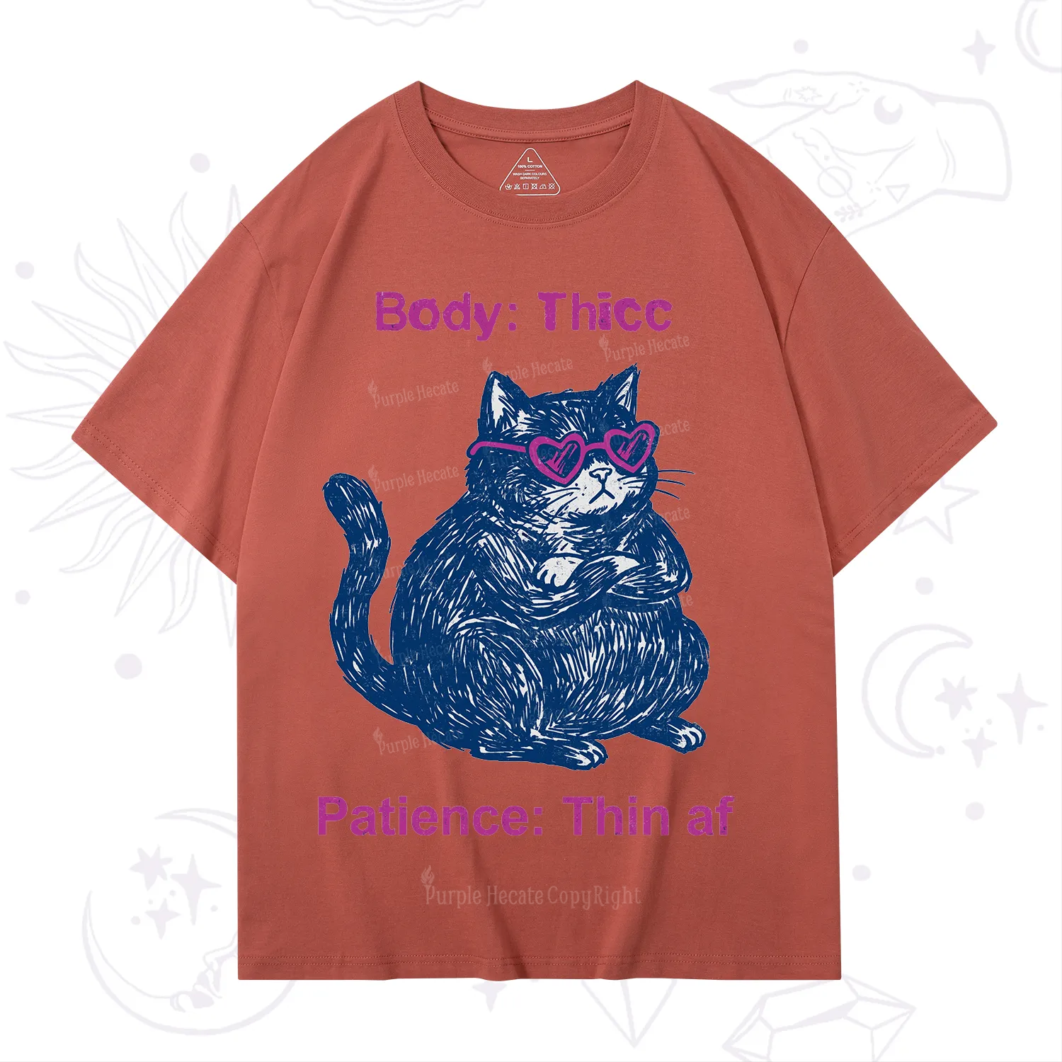 Purplehecate Body Thicc Patience Thin Af Cat T-Shirt