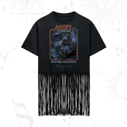Purplehecate Adopt a Familiar Fringe Hem T-Shirt