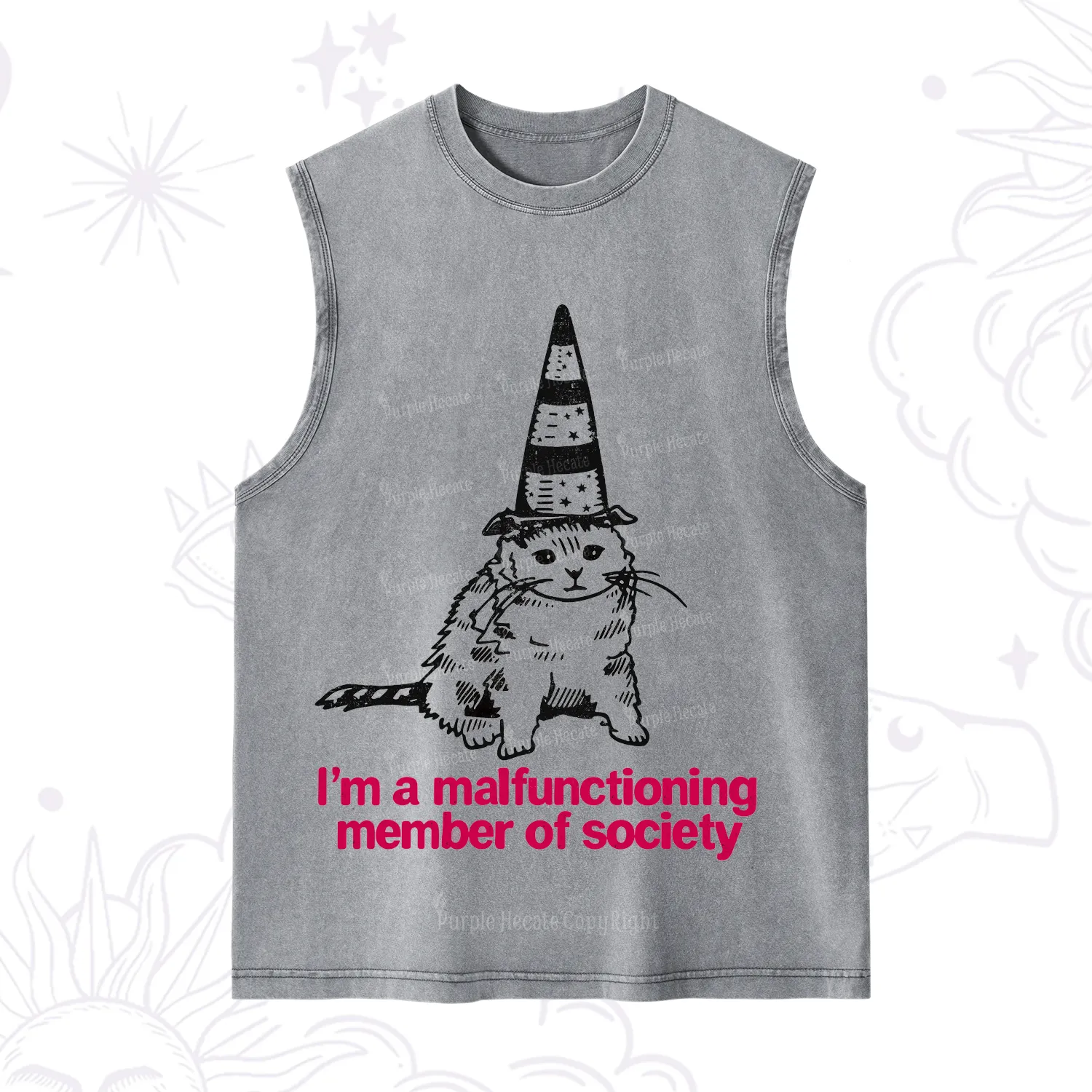 Purplehecate Social Anxiety Cat Washed Tank