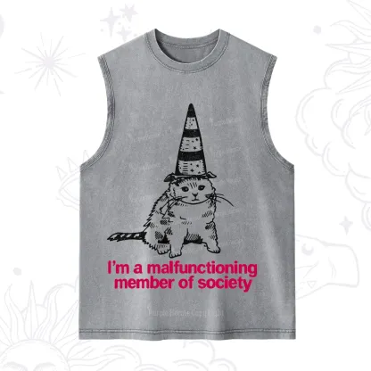 Purplehecate Social Anxiety Cat Washed Tank